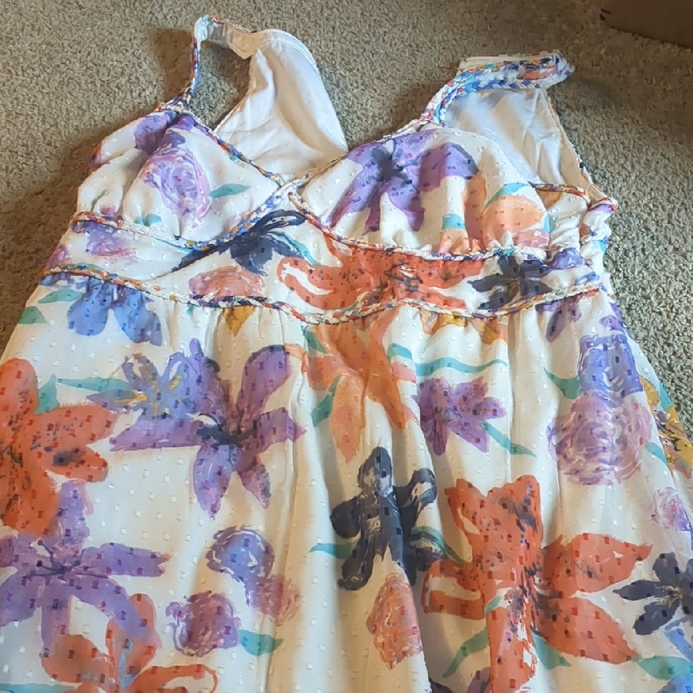 Jessica Simpson Floral Maxi Dress - White, Purple, Orange
